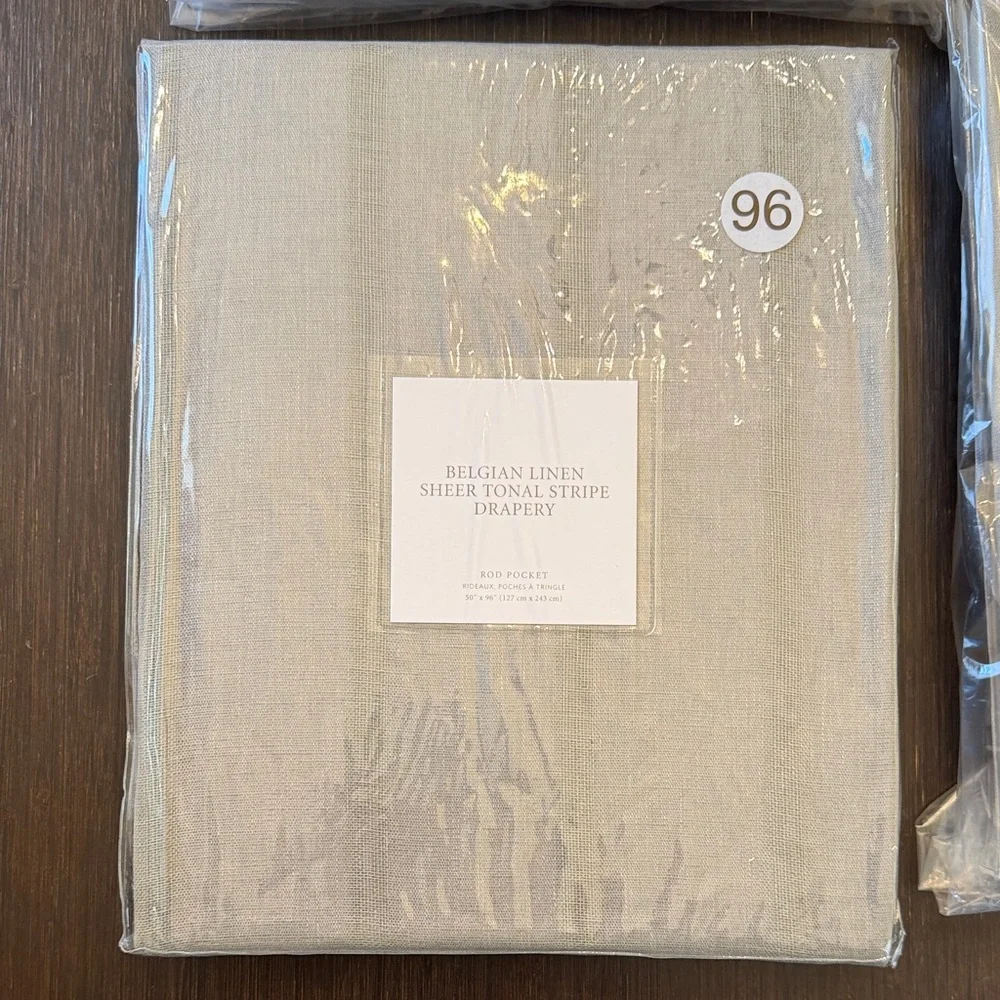 RH x4 Belgian Linen Tonal Stripe Drapery Panel 49x96